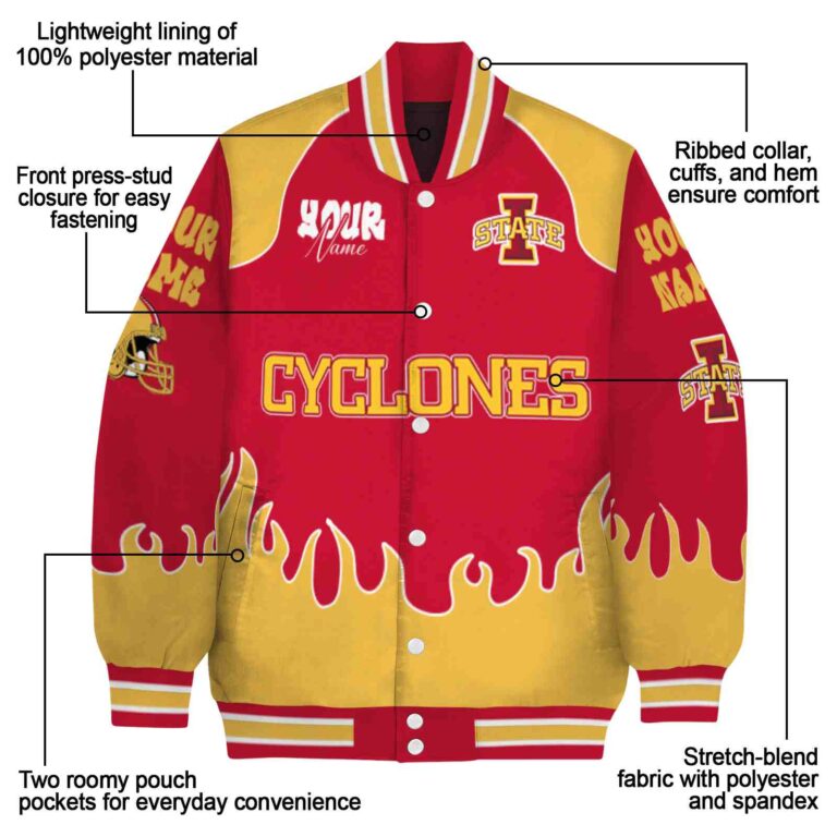 personalized iowa state cyclones fire graphic red jacket new arrival