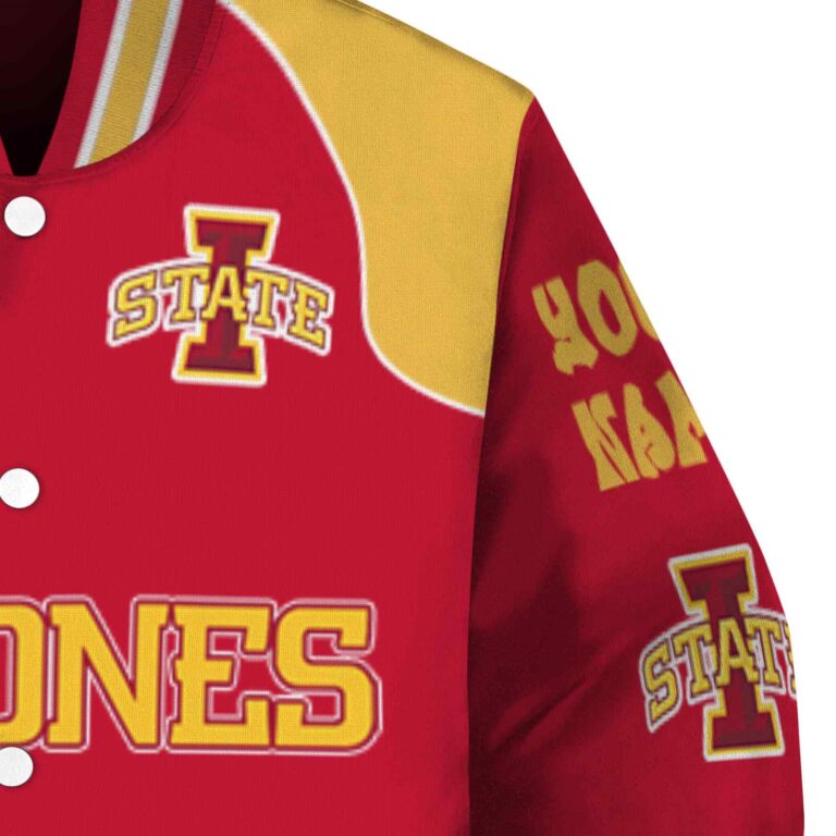personalized iowa state cyclones fire graphic red jacket premium grade