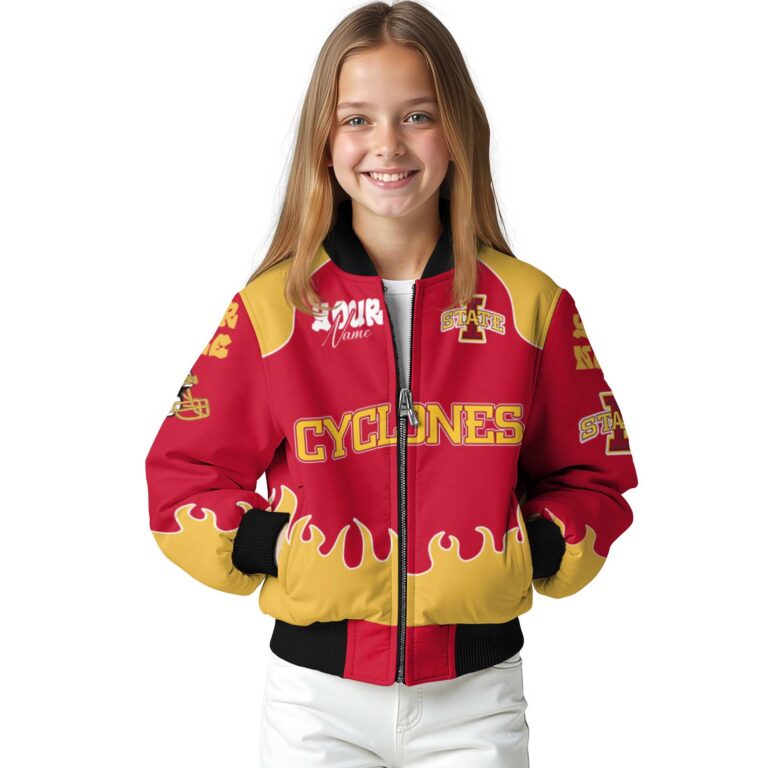 personalized iowa state cyclones fire graphic red jacket top rated