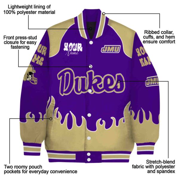 personalized james madison dukes fire graphic purple jacket new arrival