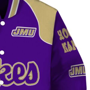 personalized james madison dukes fire graphic purple jacket premium grade