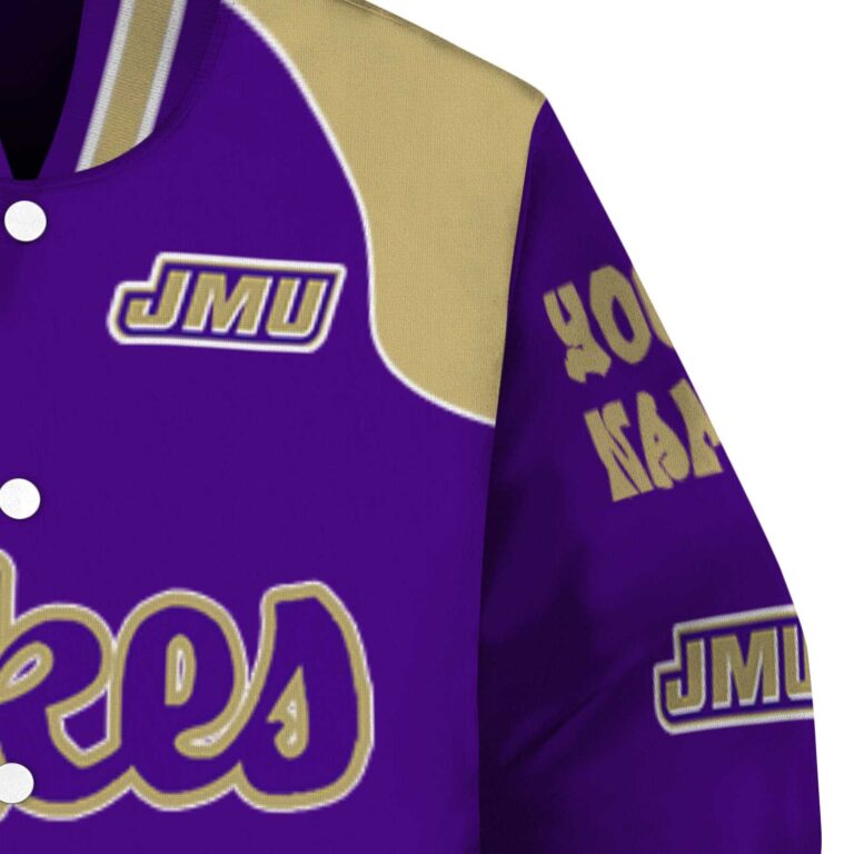 personalized james madison dukes fire graphic purple jacket premium grade