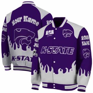 personalized kansas state wildcats fire graphic purple jacket fashion forward