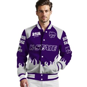 personalized kansas state wildcats fire graphic purple jacket high quality