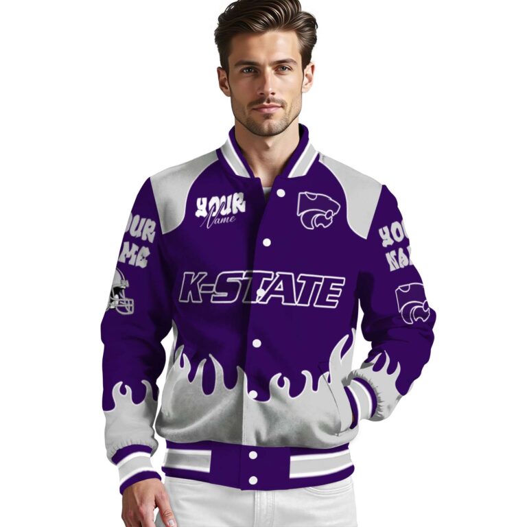 personalized kansas state wildcats fire graphic purple jacket high quality