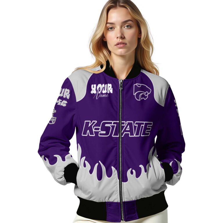 personalized kansas state wildcats fire graphic purple jacket latest model