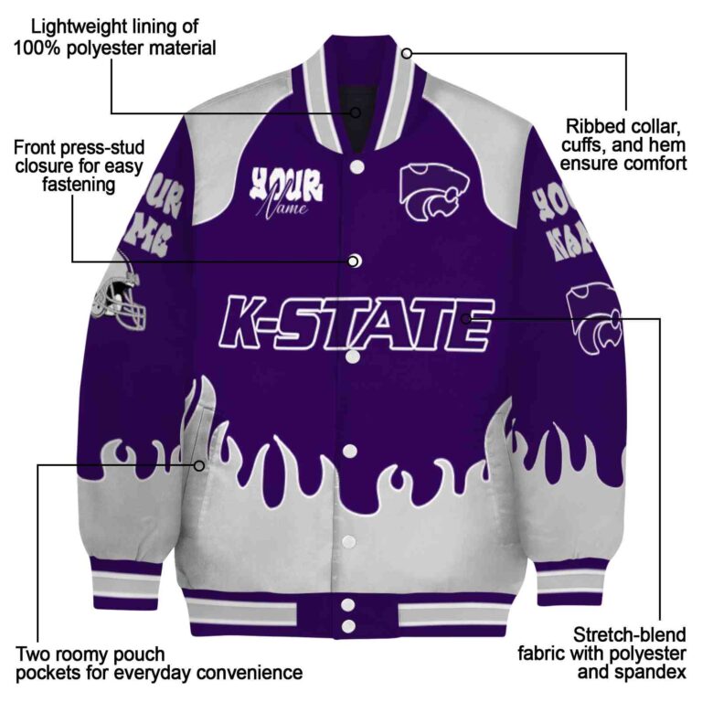 personalized kansas state wildcats fire graphic purple jacket new arrival