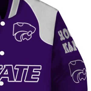 personalized kansas state wildcats fire graphic purple jacket premium grade