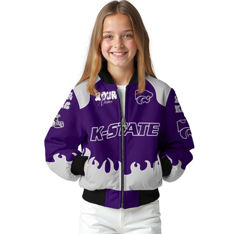 personalized kansas state wildcats fire graphic purple jacket top rated