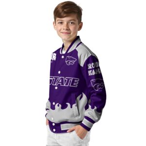 personalized kansas state wildcats fire graphic purple jacket trendy