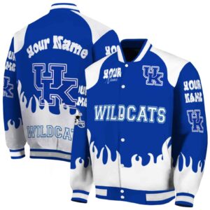 personalized kentucky wildcats fire graphic blue jacket fashion forward