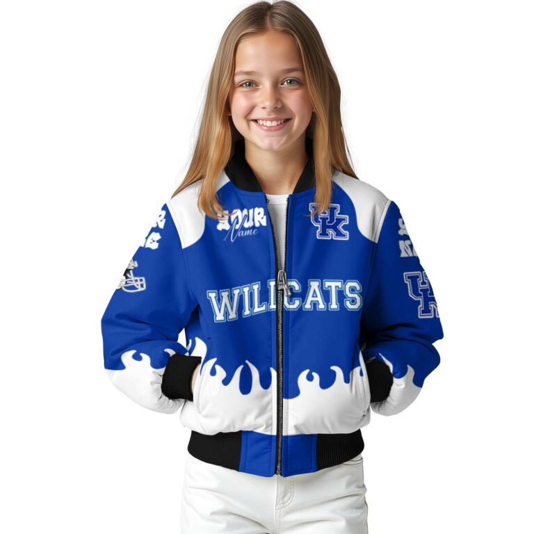 personalized kentucky wildcats fire graphic blue jacket top rated