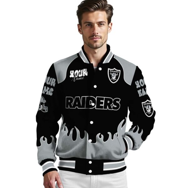 personalized las vegas raiders fire graphic black jacket high quality