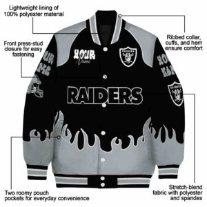 personalized las vegas raiders fire graphic black jacket new arrival