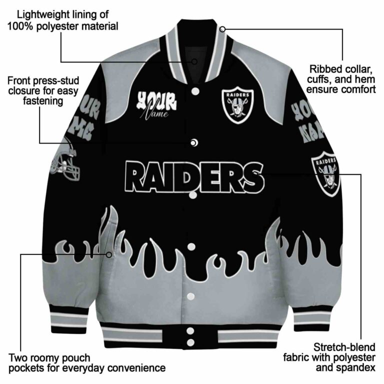 personalized las vegas raiders fire graphic black jacket new arrival