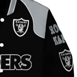 personalized las vegas raiders fire graphic black jacket premium grade