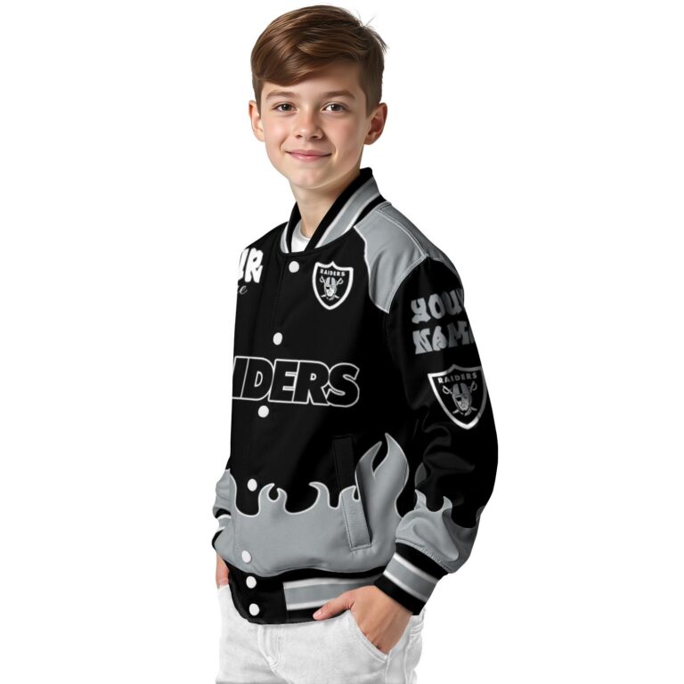 personalized las vegas raiders fire graphic black jacket trendy