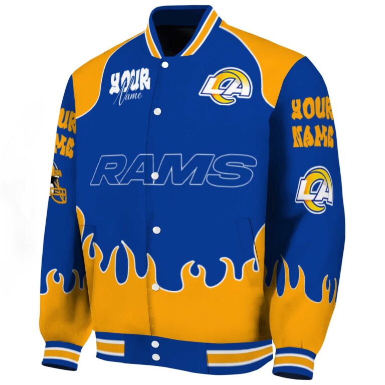personalized los angeles rams fire graphic blue jacket best selling
