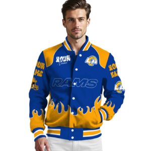 personalized los angeles rams fire graphic blue jacket high quality