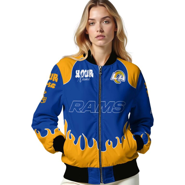 personalized los angeles rams fire graphic blue jacket latest model
