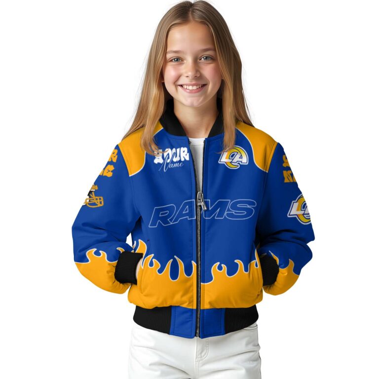 personalized los angeles rams fire graphic blue jacket top rated