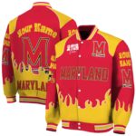 personalized maryland terrapins fire graphic red jacket best selling