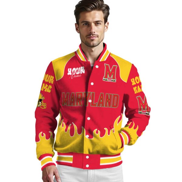 personalized maryland terrapins fire graphic red jacket high quality