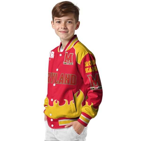 personalized maryland terrapins fire graphic red jacket trendy