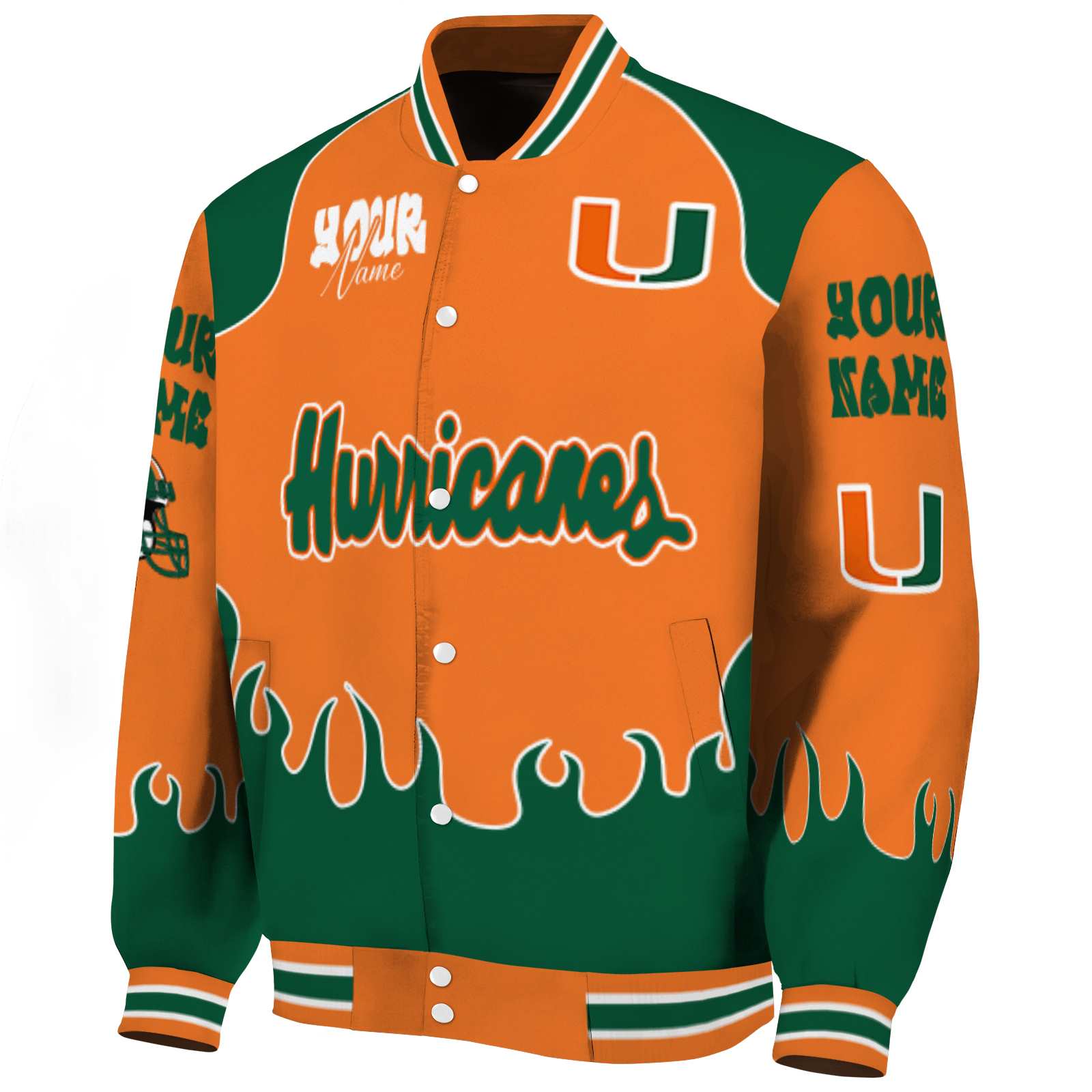 personalized miami hurricanes fire graphic orange jacket best selling personalized miami hurricanes fire graphic orange jacket best selling