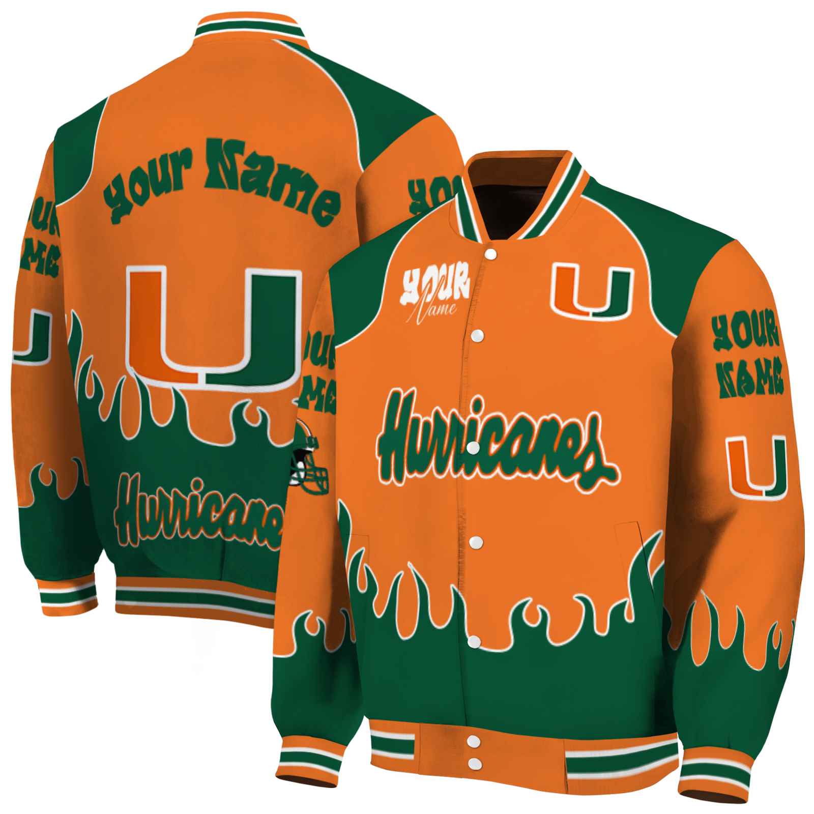 personalized miami hurricanes fire graphic orange jacket fashion forward personalized miami hurricanes fire graphic orange jacket fashion forward