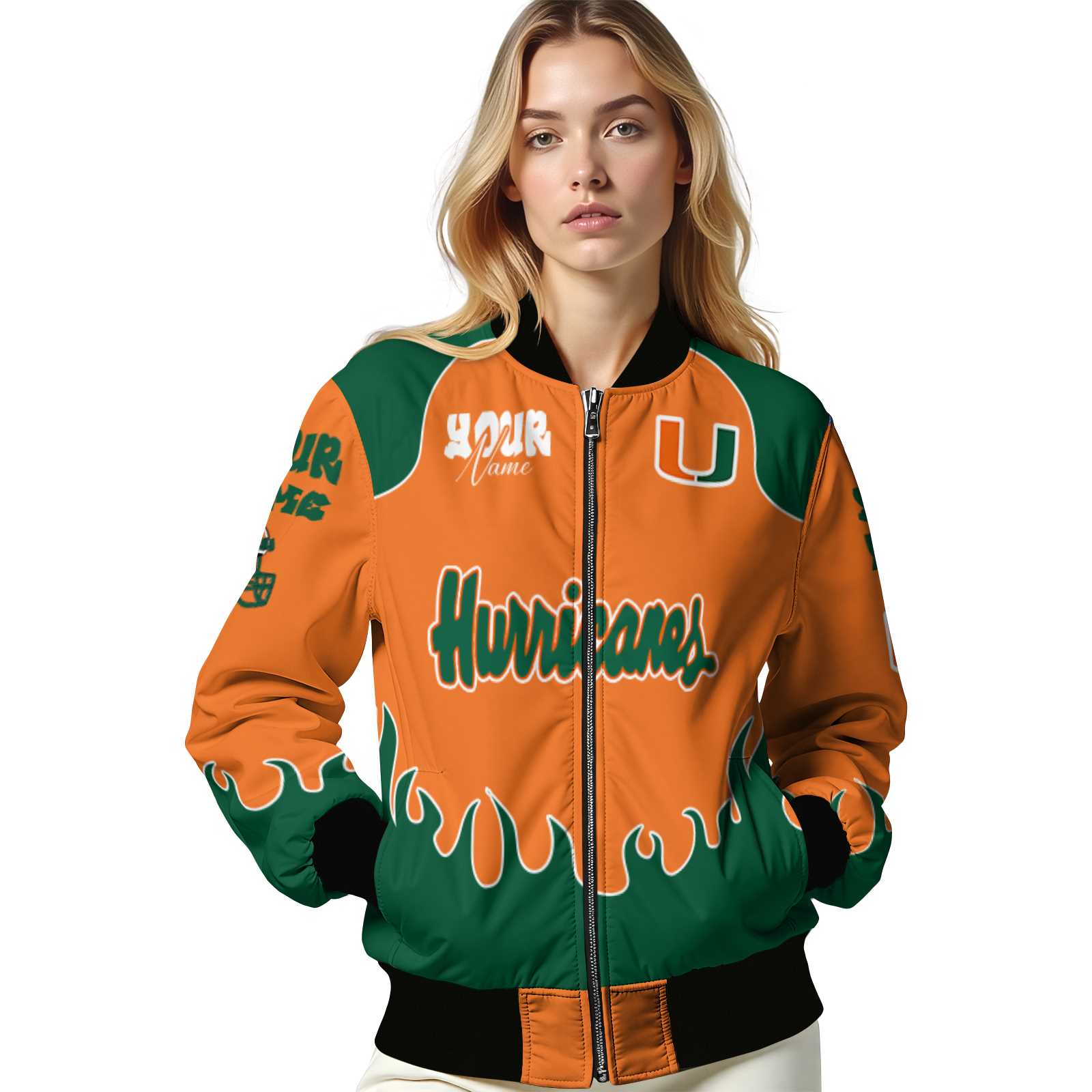 personalized miami hurricanes fire graphic orange jacket latest model personalized miami hurricanes fire graphic orange jacket latest model