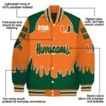 personalized miami hurricanes fire graphic orange jacket best selling