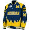 personalized michigan wolverines fire graphic blue jacket best selling