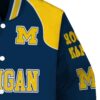 personalized michigan wolverines fire graphic blue jacket premium grade