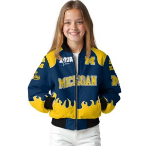 personalized michigan wolverines fire graphic blue jacket top rated