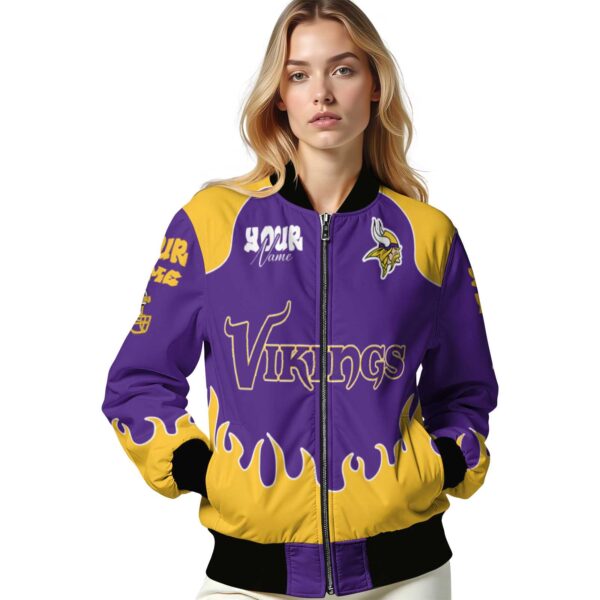 personalized minnesota vikings fire graphic purple jacket latest model