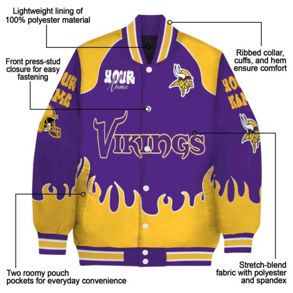 personalized minnesota vikings fire graphic purple jacket new arrival