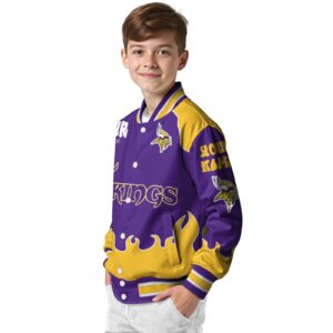 personalized minnesota vikings fire graphic purple jacket trendy