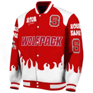 personalized nc state wolfpack fire graphic red jacket best selling