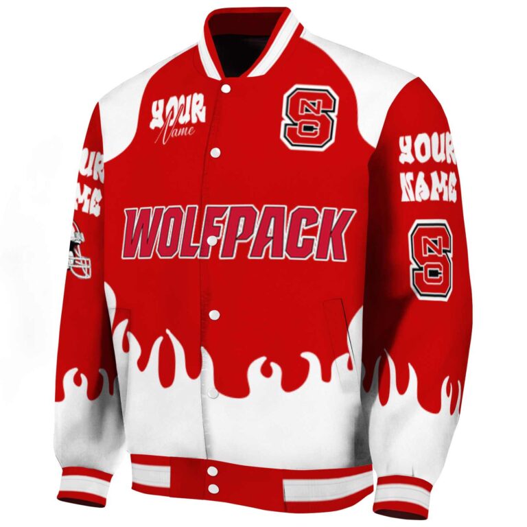 personalized nc state wolfpack fire graphic red jacket best selling