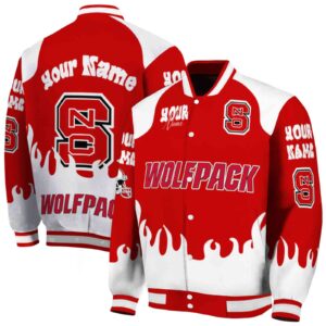 personalized nc state wolfpack fire graphic red jacket fashion forward