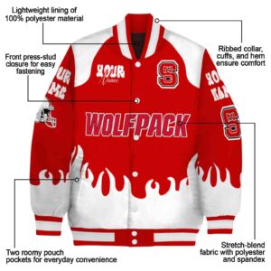 personalized nc state wolfpack fire graphic red jacket new arrival