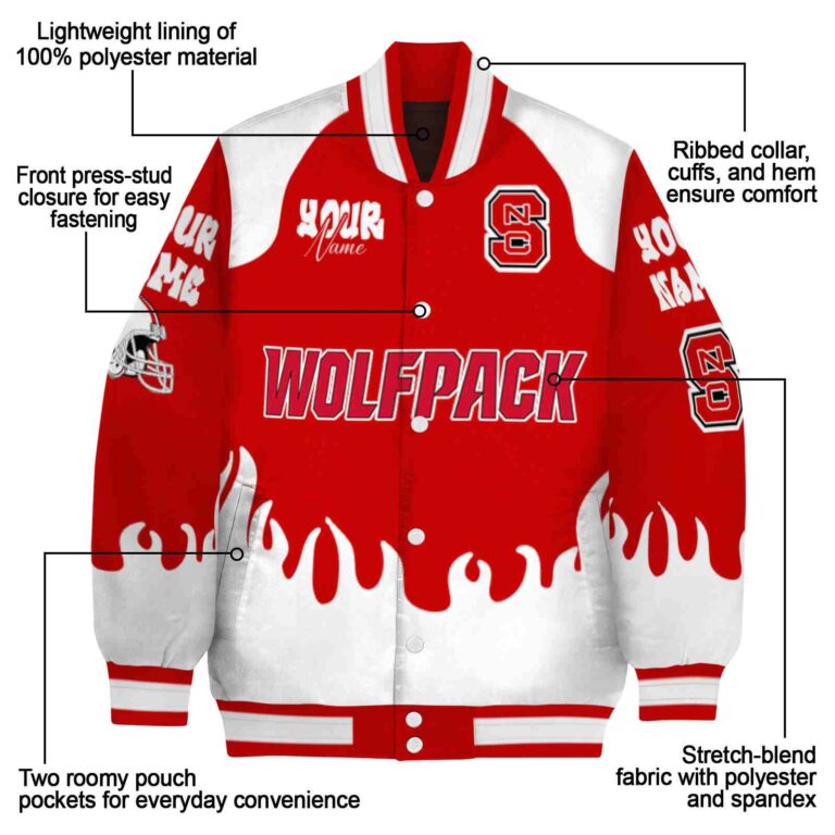 personalized nc state wolfpack fire graphic red jacket new arrival