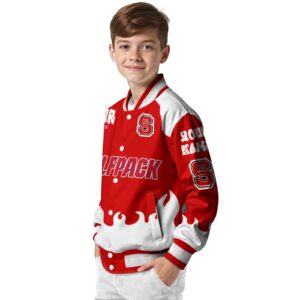 personalized nc state wolfpack fire graphic red jacket trendy