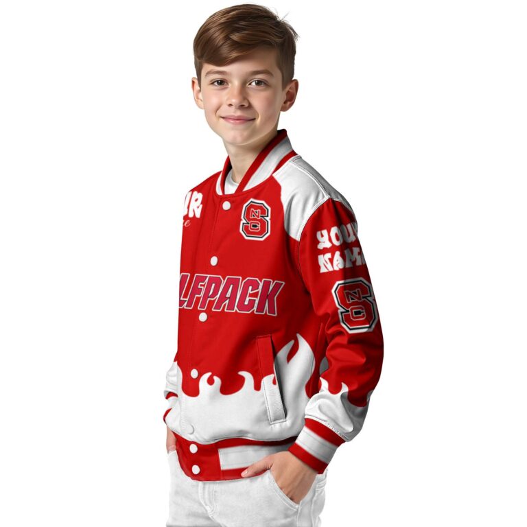 personalized nc state wolfpack fire graphic red jacket trendy
