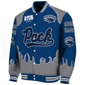 personalized nevada wolf pack fire graphic blue jacket best selling
