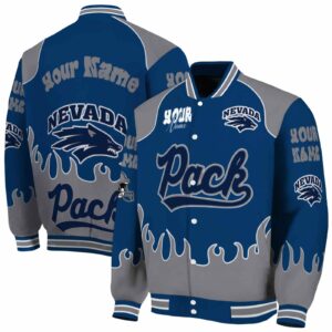 personalized nevada wolf pack fire graphic blue jacket fashion forward
