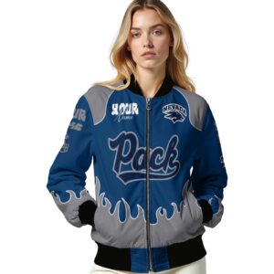 personalized nevada wolf pack fire graphic blue jacket latest model