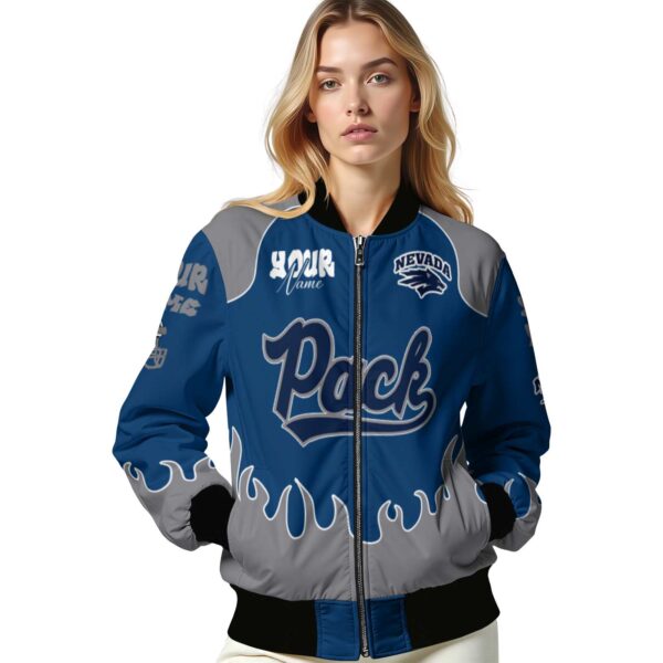 personalized nevada wolf pack fire graphic blue jacket latest model