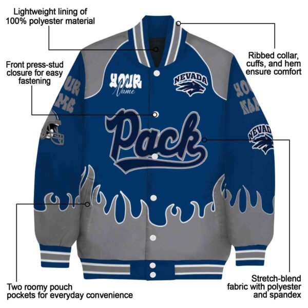 personalized nevada wolf pack fire graphic blue jacket new arrival